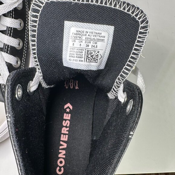 Converse Chuck Taylor All Star Move Leather Platform High-Top Sneakers Black 8 - Picture 13 of 15